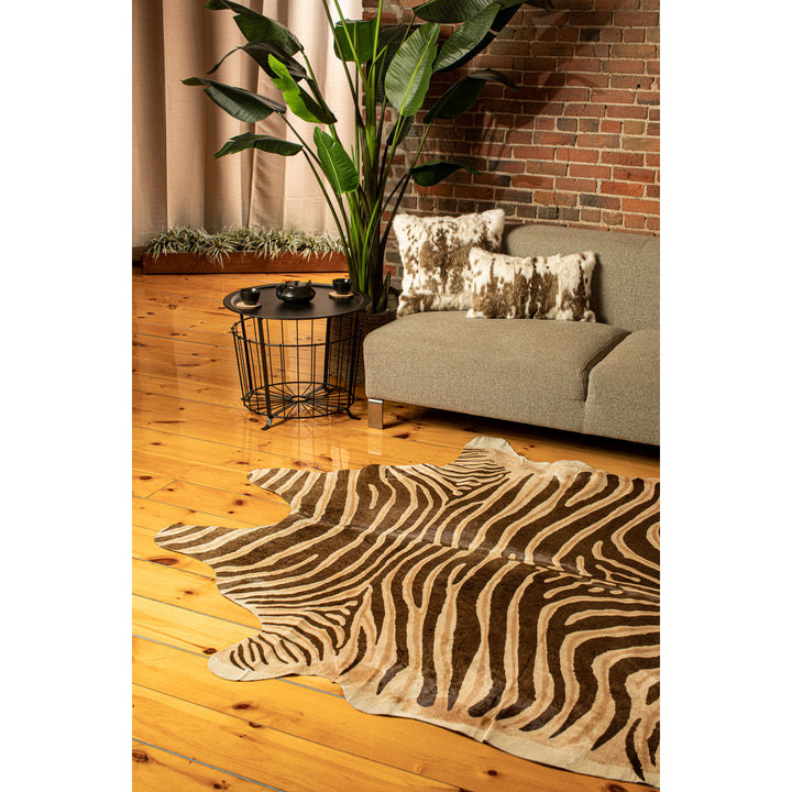 Natural Togo Cowhide Rug African Zebra Chocolate Natural 1-Piece Handmade USA Image 4