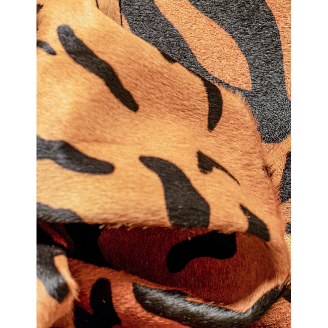 Natural Cowhide Rug Tiger Black on Natural 1-Piece Handmade Brazilian Decor Image 2