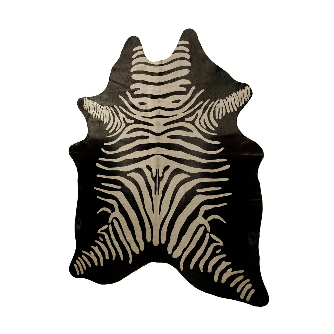 Natural  Togo Cowhide Rug  1-Piece  Zebra off/wht on black Image 1