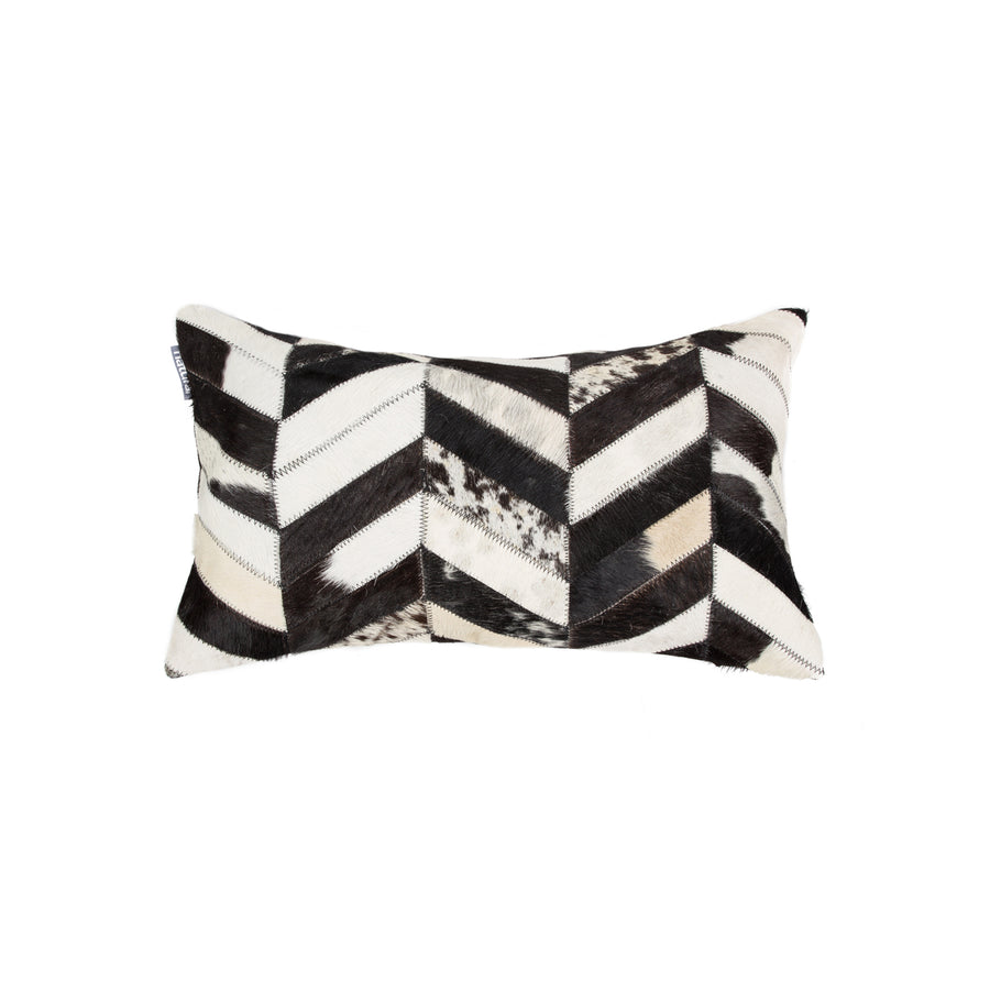 Natural Cowhide Pillow Torino Chevron 1-Piece Black and Natural Image 1