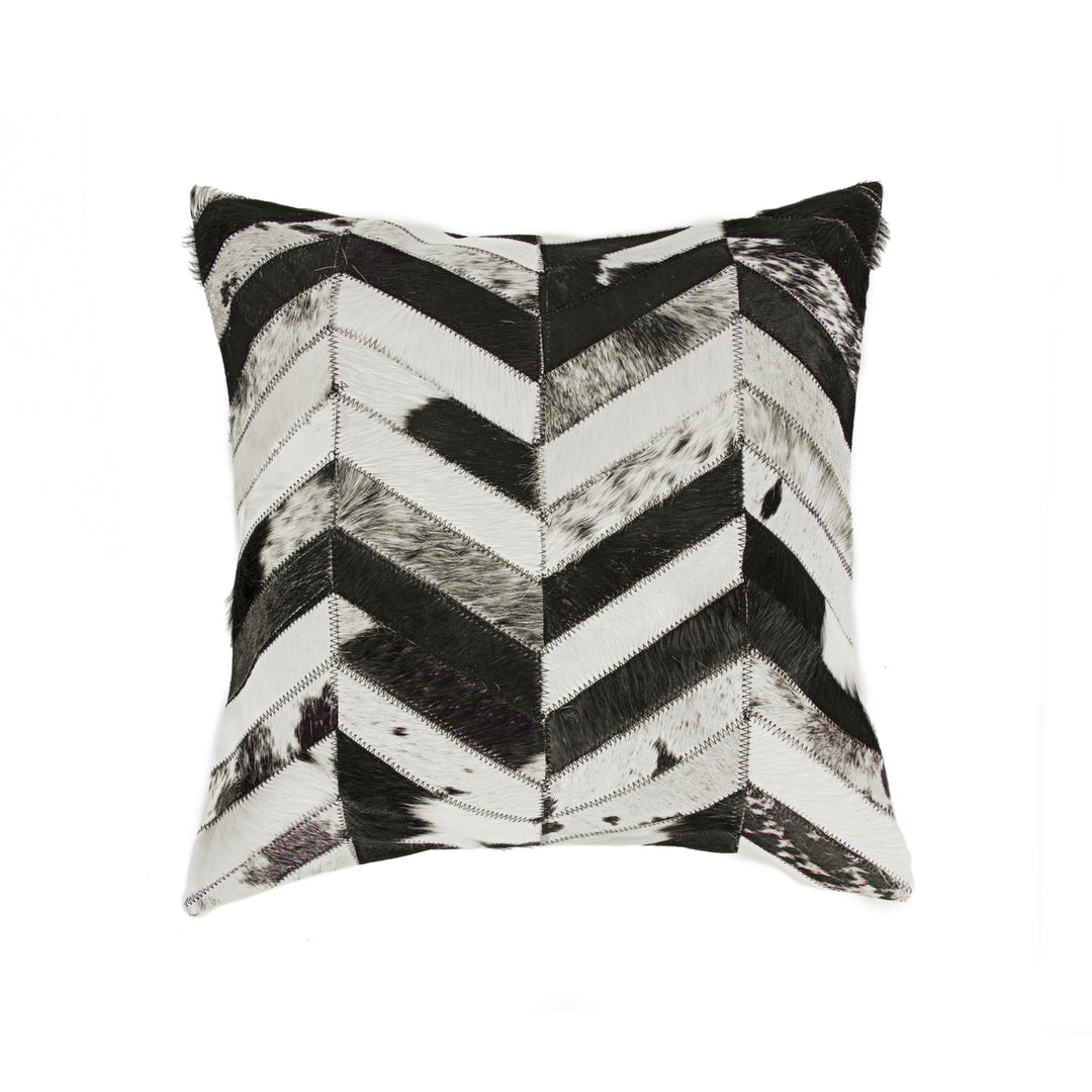 Natural Cowhide Pillow Torino Chevron 1-Piece Black and Natural Image 3