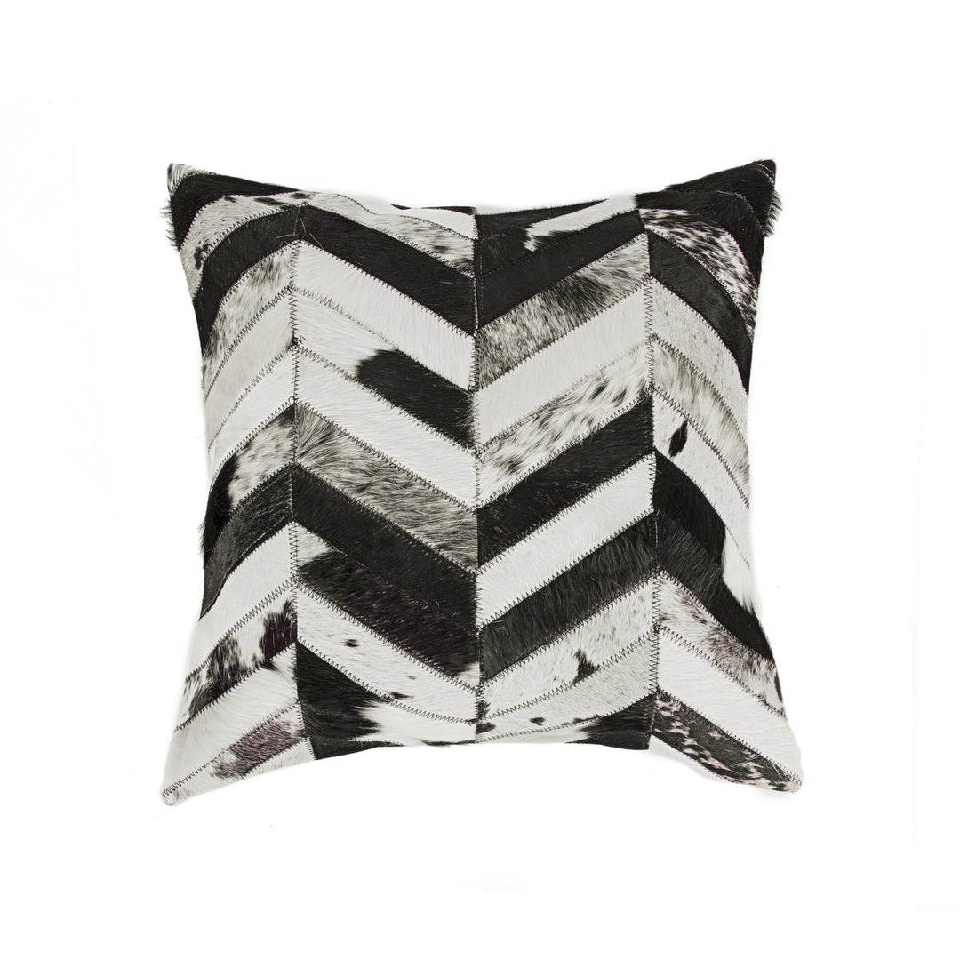 Natural Cowhide Pillow Torino Chevron 1-Piece Black and Natural Image 1