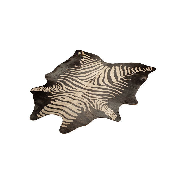 Natural  Togo Cowhide Rug  1-Piece  Zebra off/wht on black Image 7