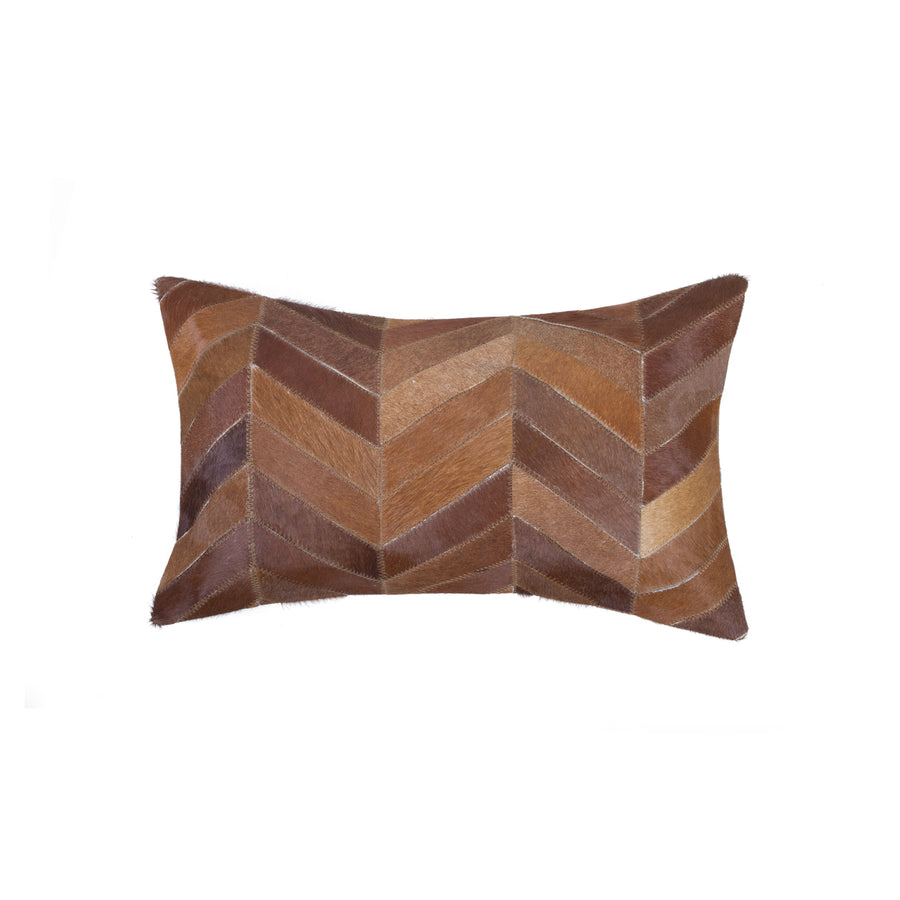 Torino Chevron Cowhide Pillow Tan 100% Indian Cowhide 1-Piece Image 1