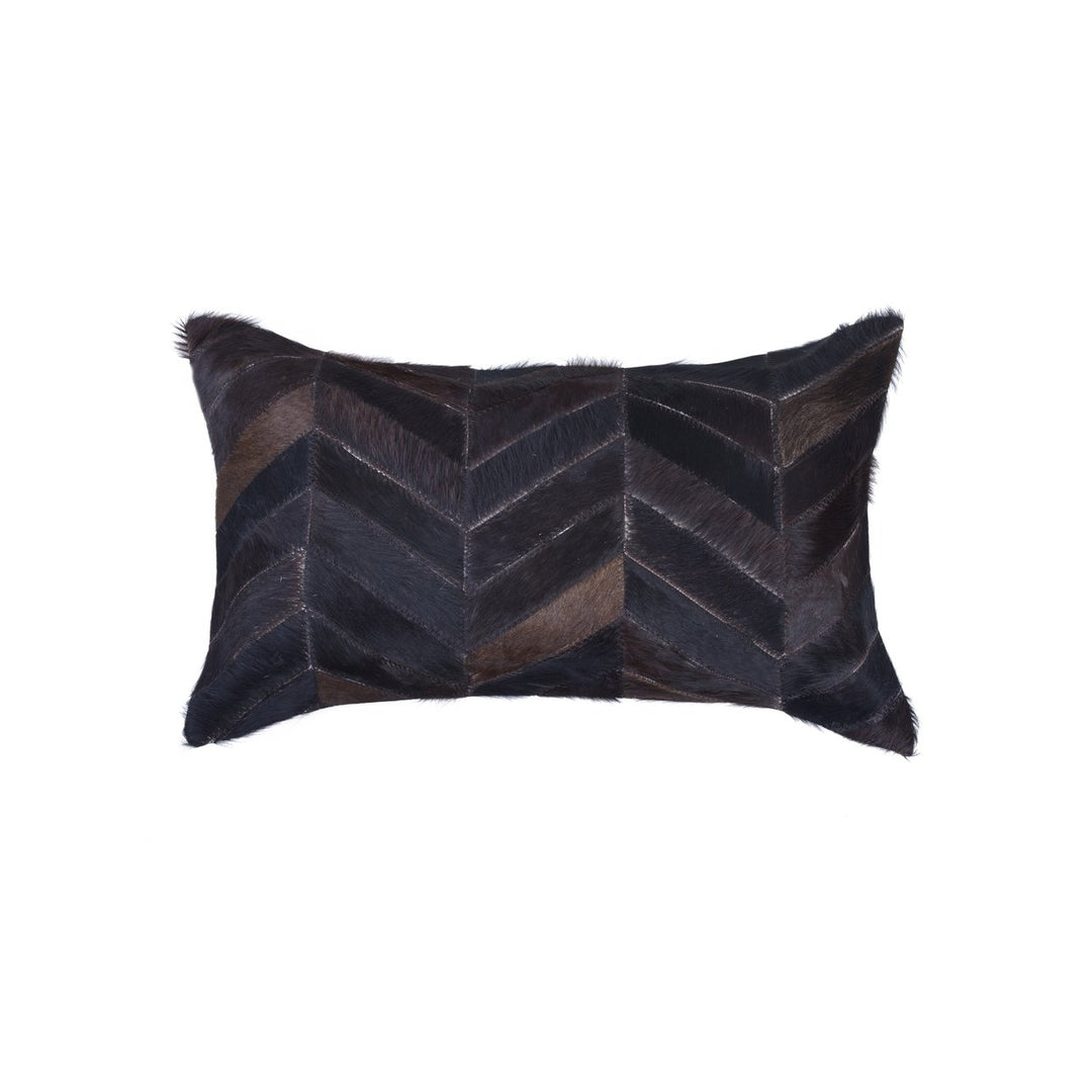 Torino Cowhide Pillow 12x20 Natural 100% Indian Leather Chevron Design Image 2