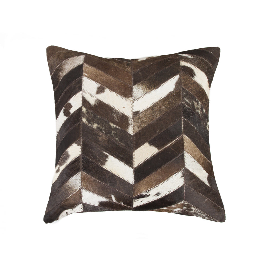 Torino Cowhide Pillow Chocolate Natural 100% Indian Leather 1-Piece Decor Image 2