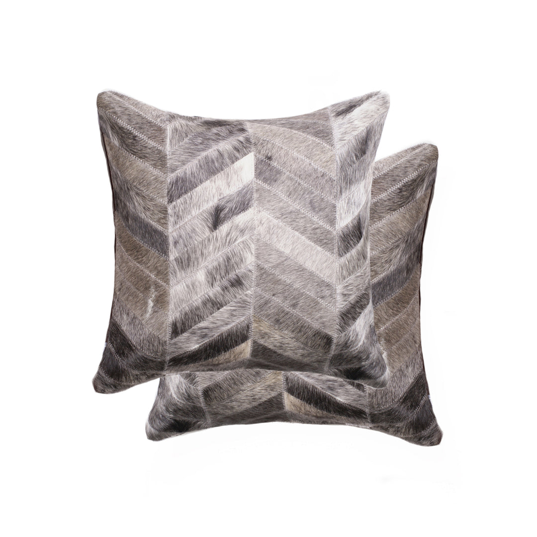 Torino Chevron Cowhide Pillow 18"x18" 100% Indian Leather Natural Image 9