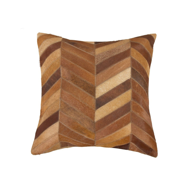 Torino Chevron Cowhide Pillow Tan 100% Indian Cowhide 1-Piece Image 3