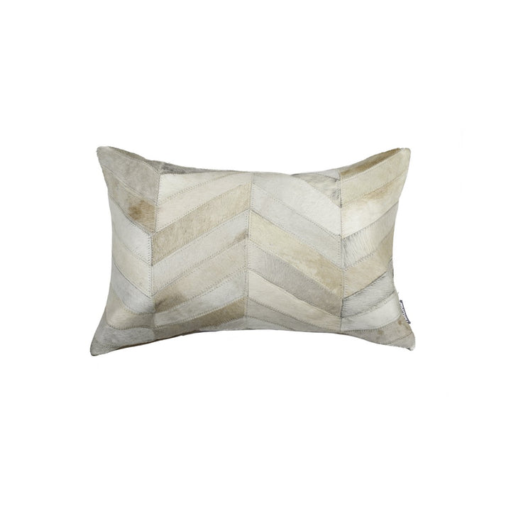 Torino Cowhide Pillow 12x20 Natural 100% Indian Leather Chevron Design Image 4