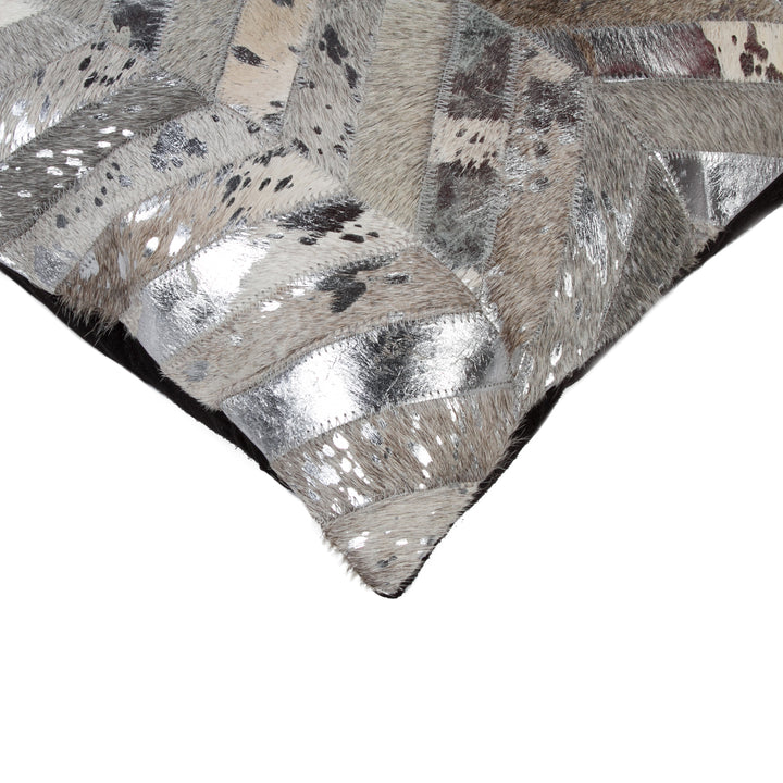 Natural Torino Cowhide Pillow 1-Piece Grey Silver 100% Indian Cowhide Image 2