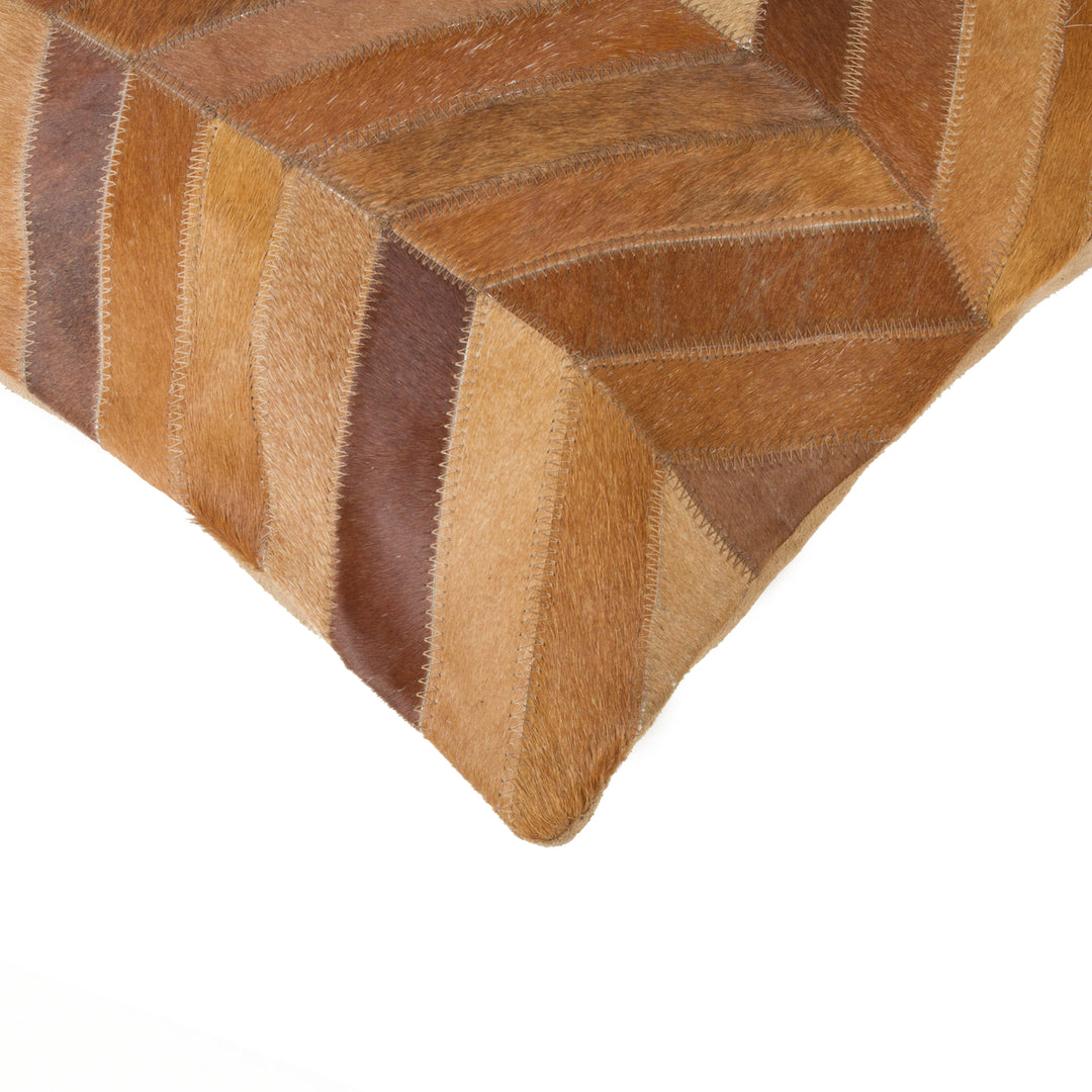 Torino Chevron Cowhide Pillow Tan 100% Indian Cowhide 1-Piece Image 4