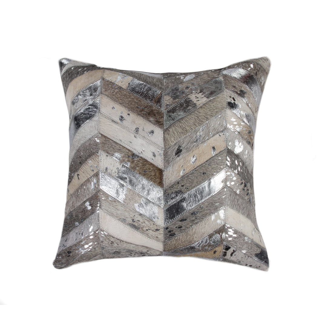 Natural Torino Cowhide Pillow 1-Piece Grey Silver 100% Indian Cowhide Image 3