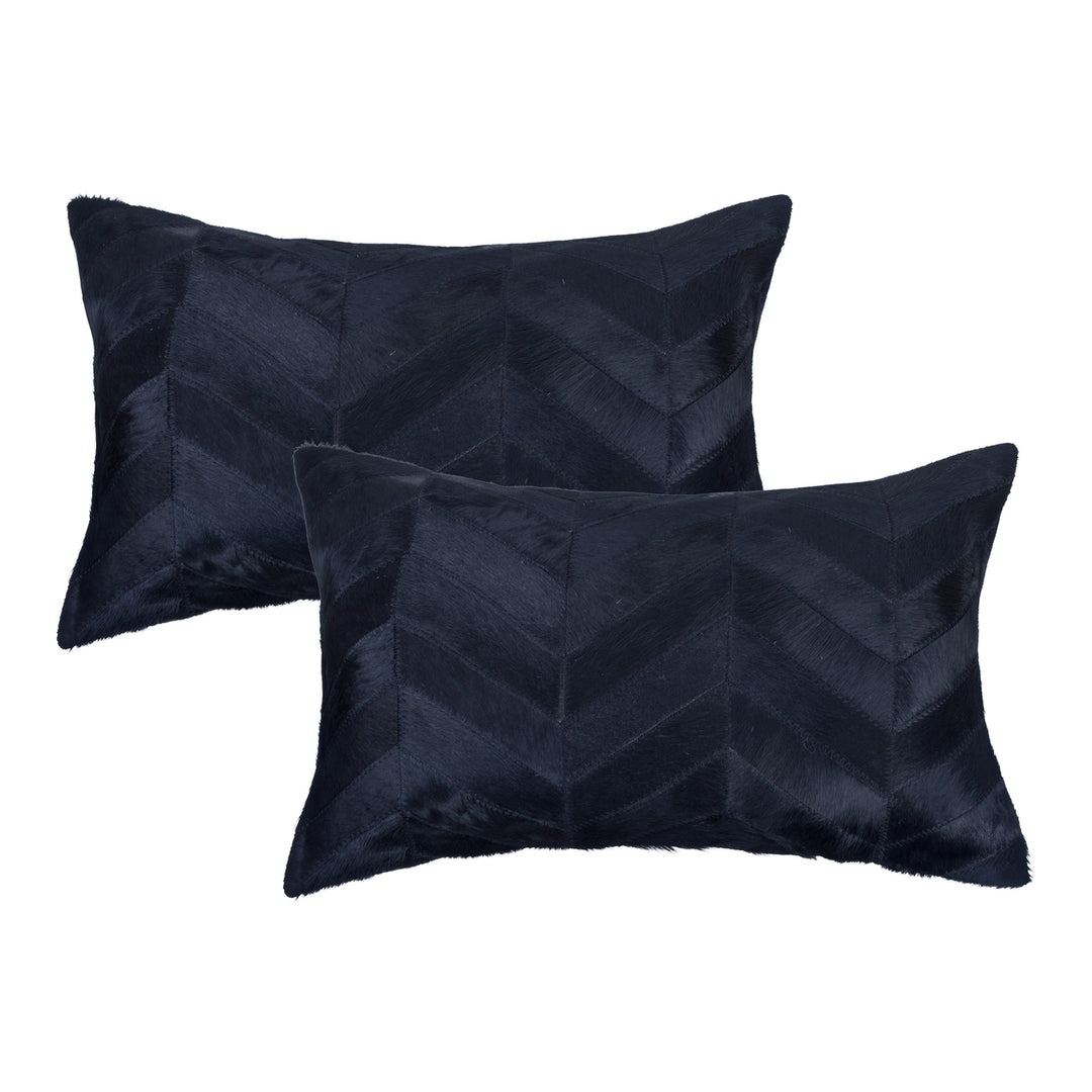 Natural Torino Chevron Cowhide Pillow Set Black 2-Piece Image 1