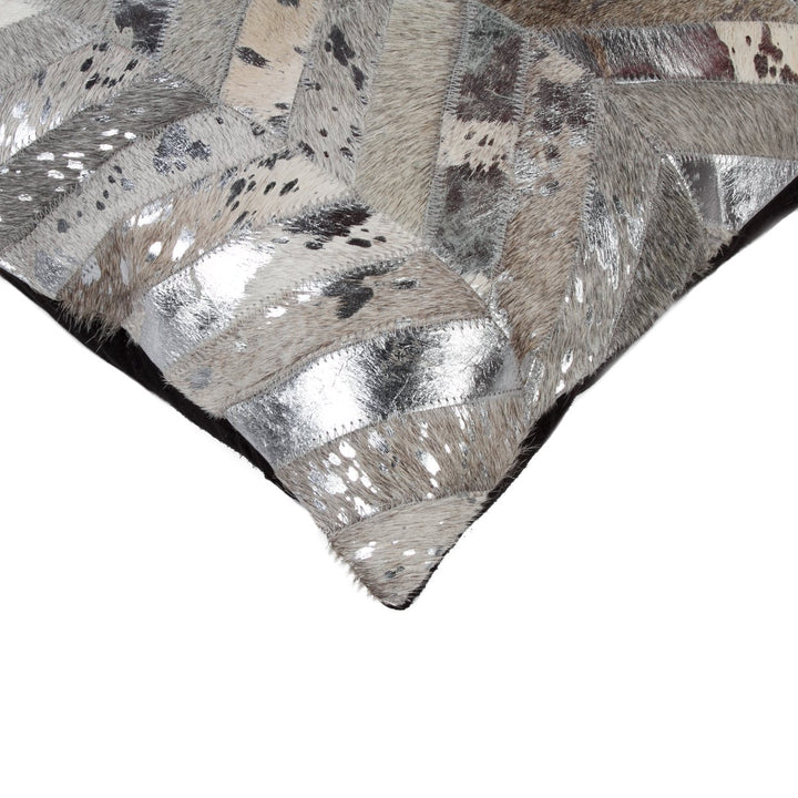 Natural Torino Cowhide Pillow 1-Piece Grey Silver 100% Indian Cowhide Image 4