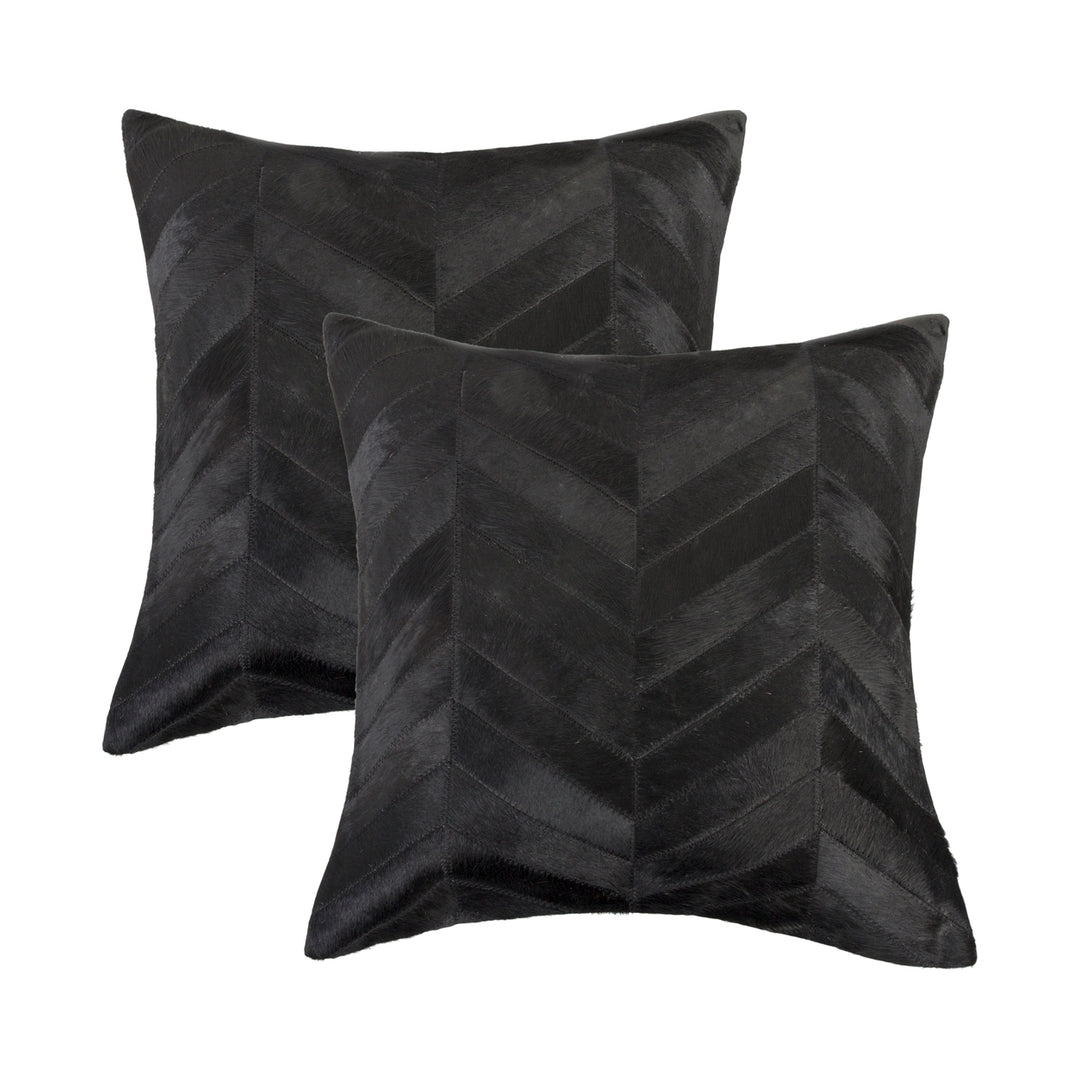 Natural Torino Chevron Cowhide Pillow Set Black 2-Piece Image 3