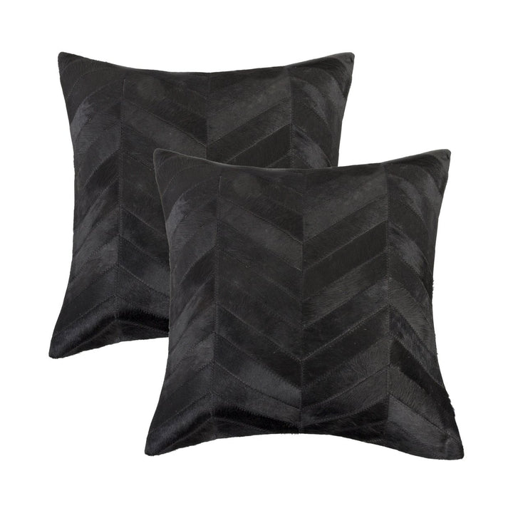 Natural Torino Chevron Cowhide Pillow Set Black 2-Piece Image 1