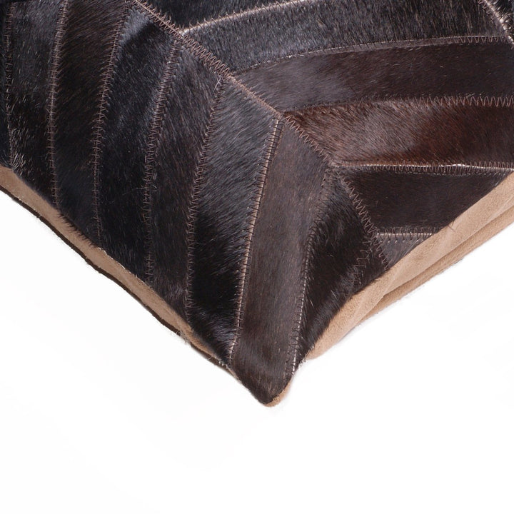 Torino Chevron Cowhide Pillow 2-Piece Set Chocolate 100% Indian Leather Decor Image 4