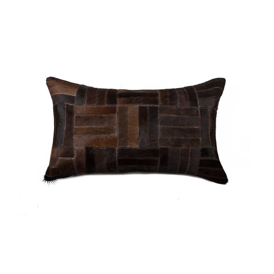 Torino Cowhide Pillow 1-Piece Chocolate 100% Indian Leather Image 1