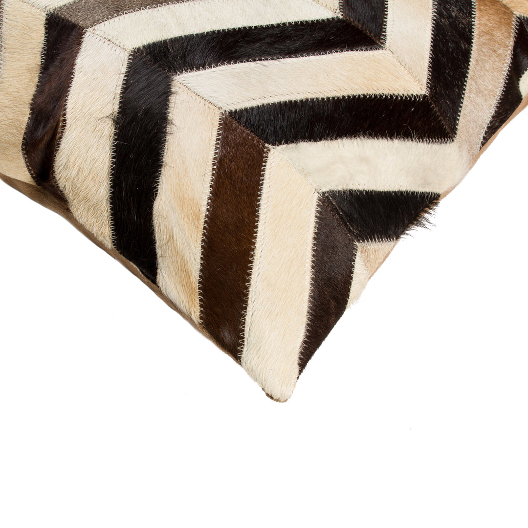 Natural Torino Chevron Cowhide Pillow 18x18 2-Piece Set Indian Leather Image 4