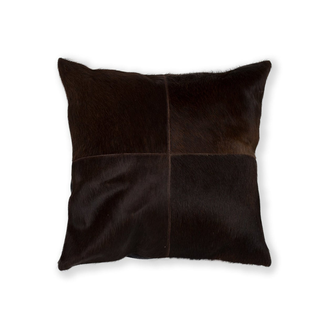 Torino Cowhide Pillow 1-Piece Chocolate 100% Indian Leather Image 3