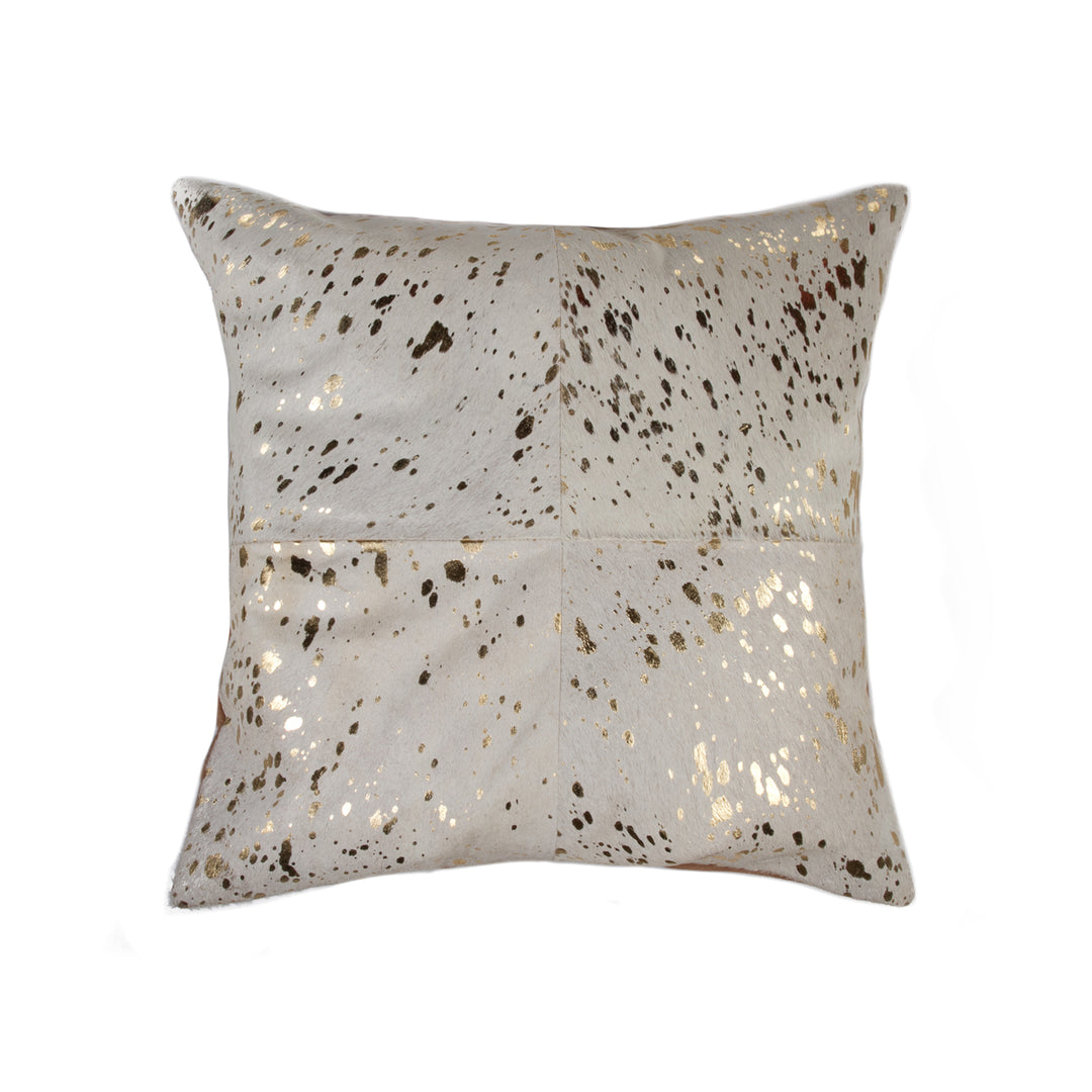 Natural Torino Cowhide Pillow 18x18 100% Indian Cowhide Gray Image 9