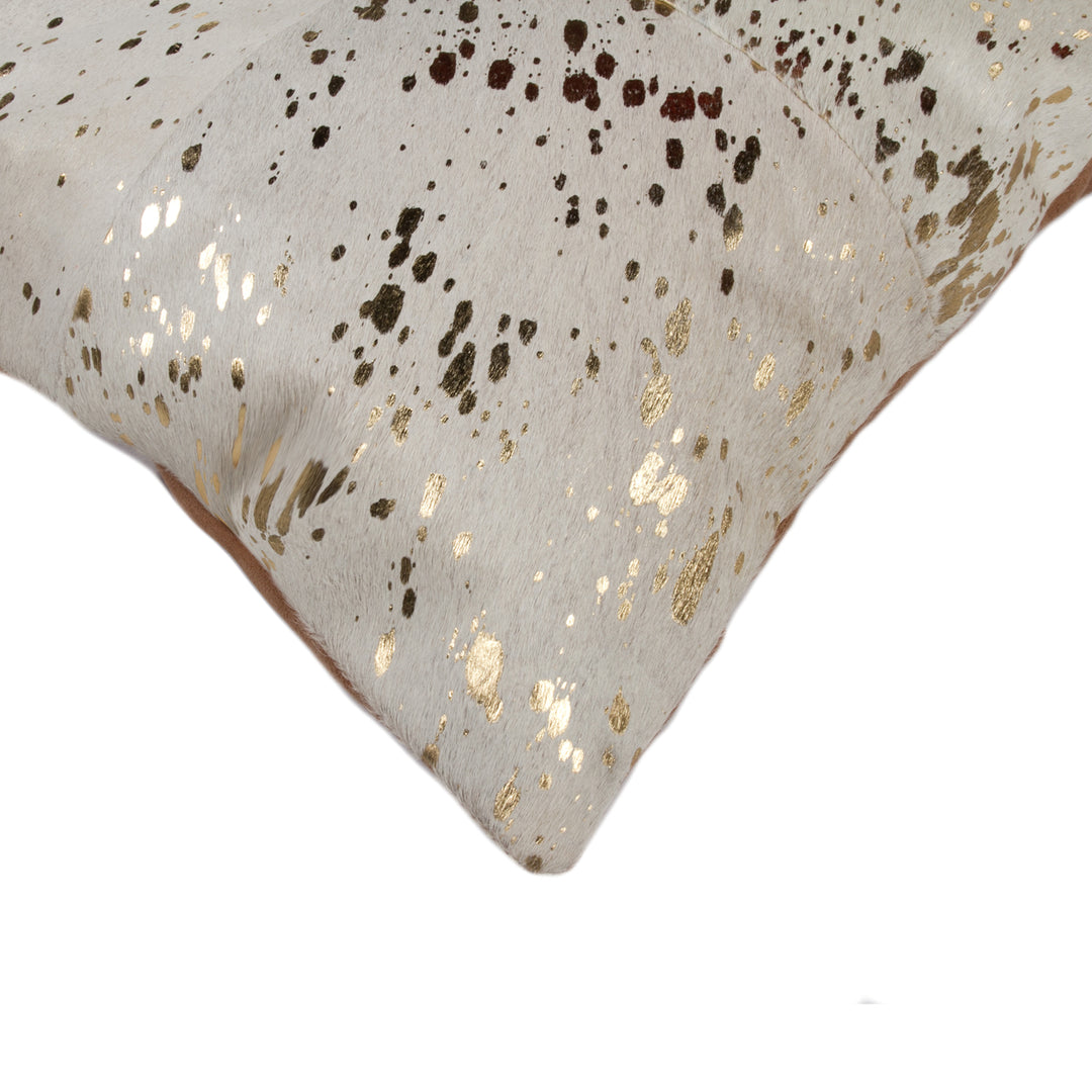 Natural Torino Cowhide Pillow 18x18 100% Indian Cowhide Gray Image 10