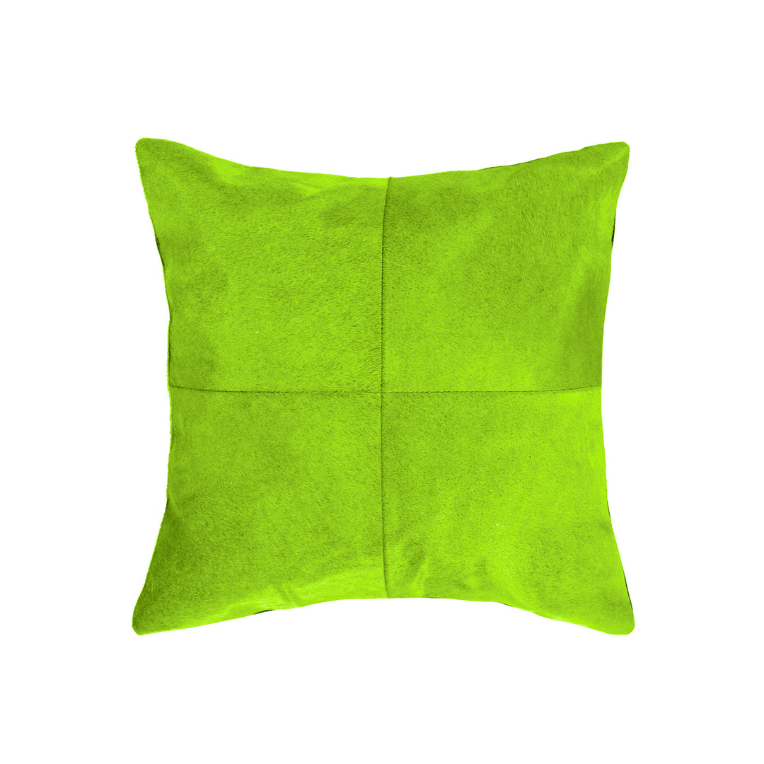 Torino Cowhide Pillow Lime 100% Indian Leather 1-Piece Soft Touch Decor Image 2