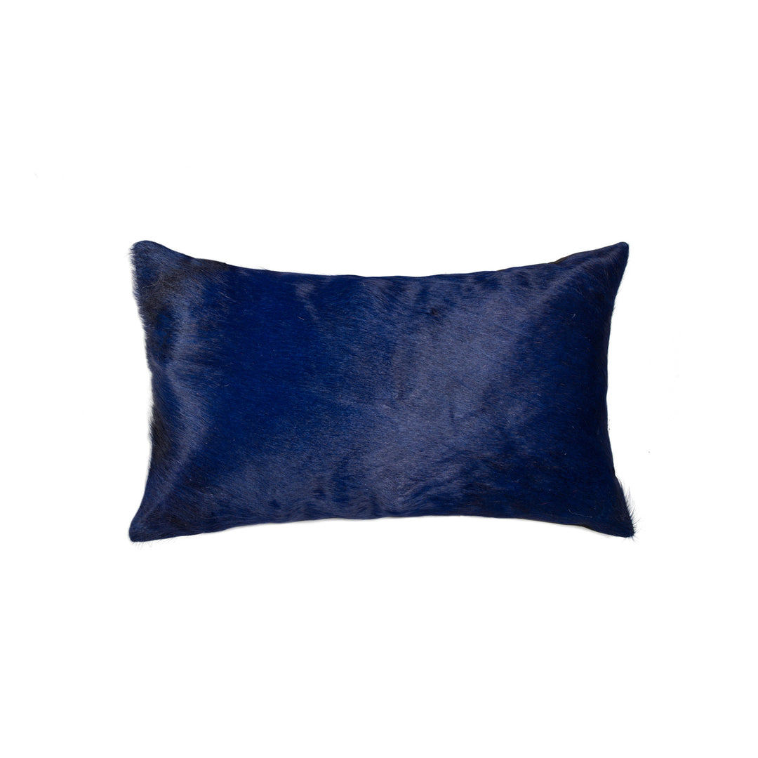 Torino Cowhide Pillow Navy 100% Indian Leather Hand-Stitched 1-Piece Decor Image 1