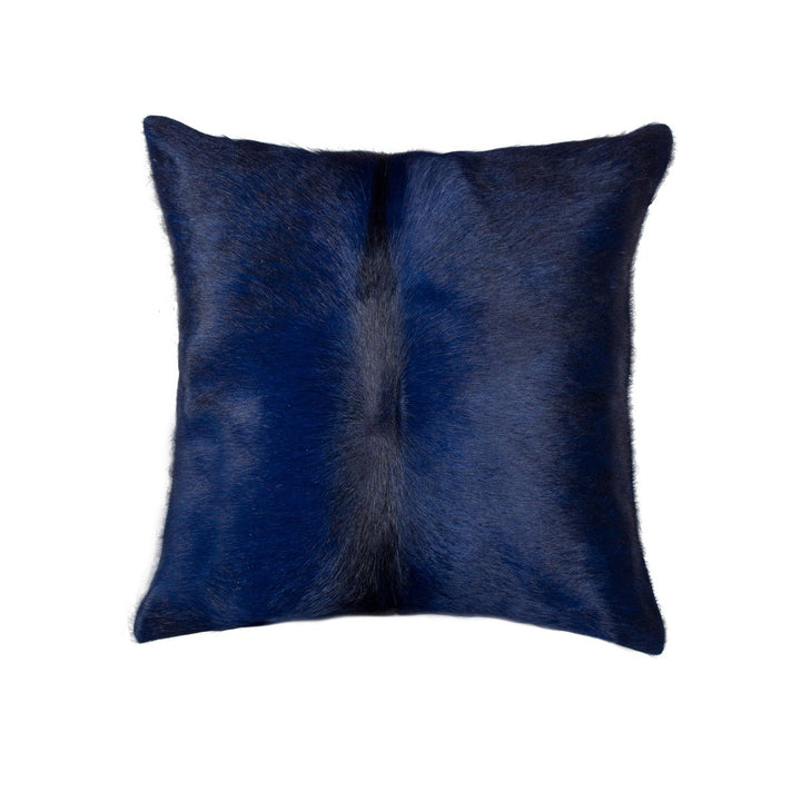 Torino Cowhide Pillow Navy 100% Indian Leather Hand-Stitched 1-Piece Decor Image 1