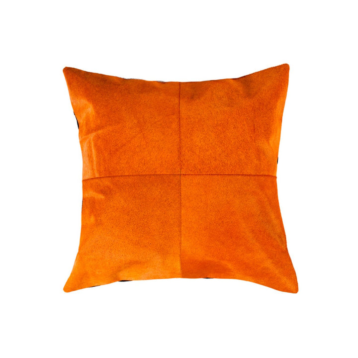 Torino Cowhide Pillow Orange 100% Indian Leather 1 Piece Hand-Stitched Decor Image 2