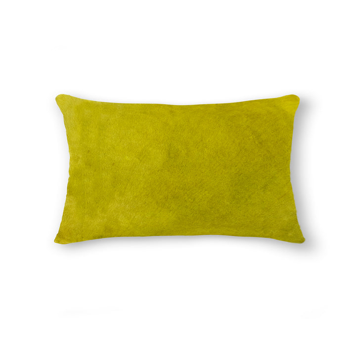 Torino Cowhide Pillow Yellow 100% Indian Leather 1-Piece Decorative Cushion Image 1