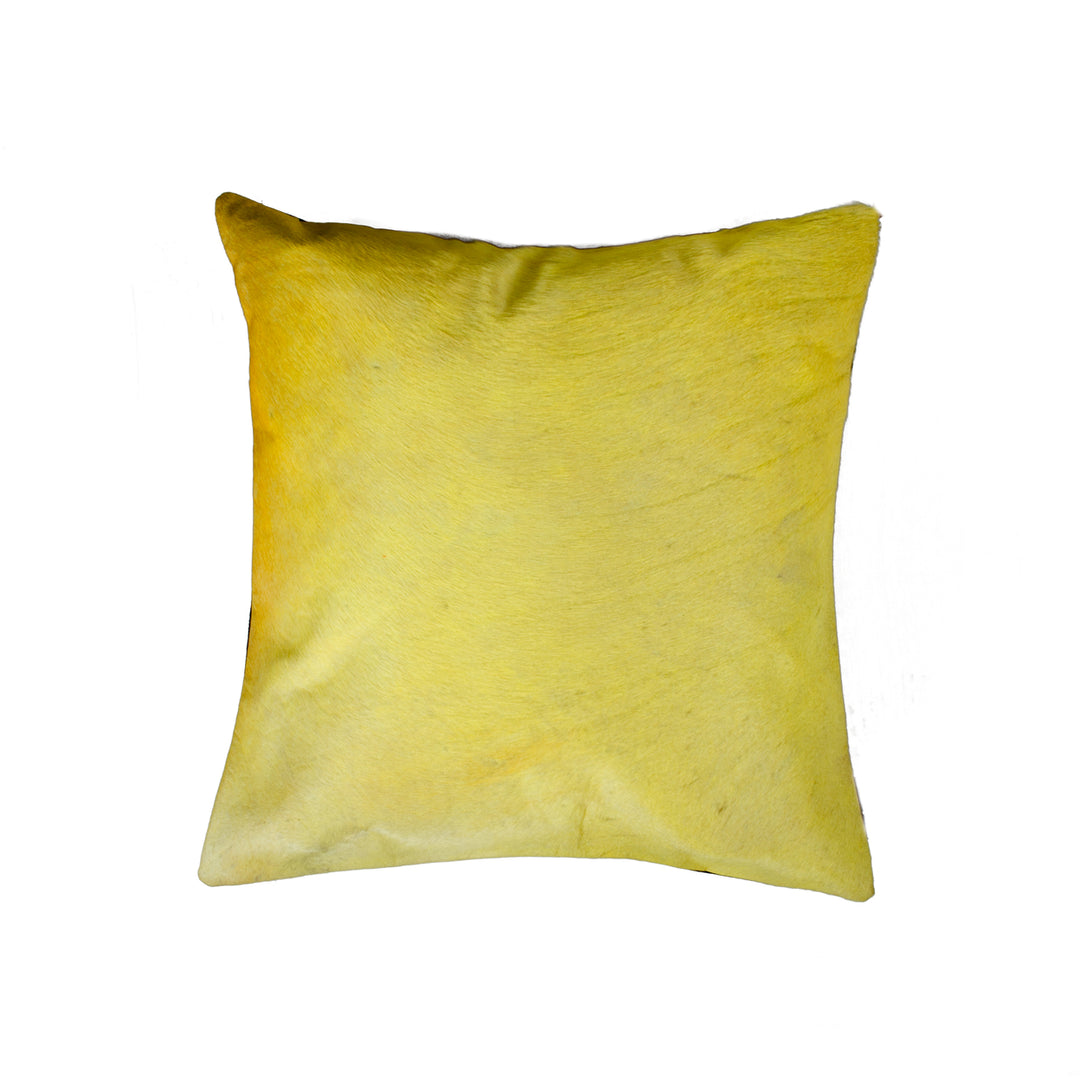 Torino Cowhide Pillow Yellow 100% Indian Leather 1-Piece Decorative Cushion Image 3