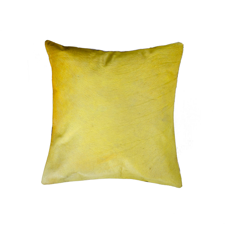 Torino Cowhide Pillow Yellow 100% Indian Leather 1-Piece Decorative Cushion Image 3