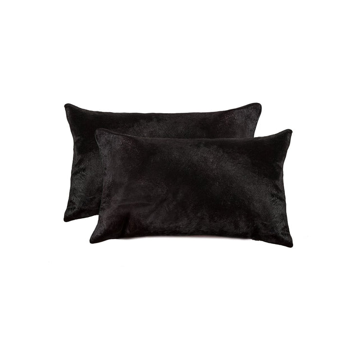 Natural Torino Cowhide Pillow 2-Piece Black 100% Indian Cowhide Image 1