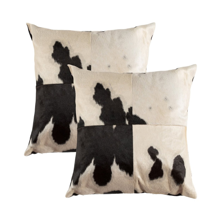 Torino Cowhide Pillow 2-Piece Set 18"x18" 100% Indian Leather Natural Decor Image 1