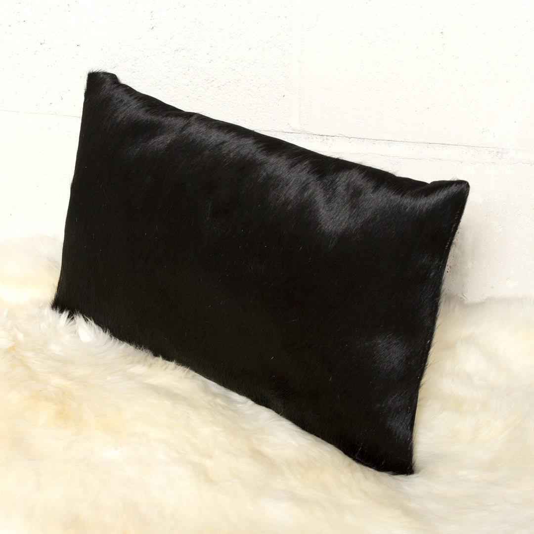 Natural Torino Cowhide Pillow 2-Piece Black 100% Indian Cowhide Image 3