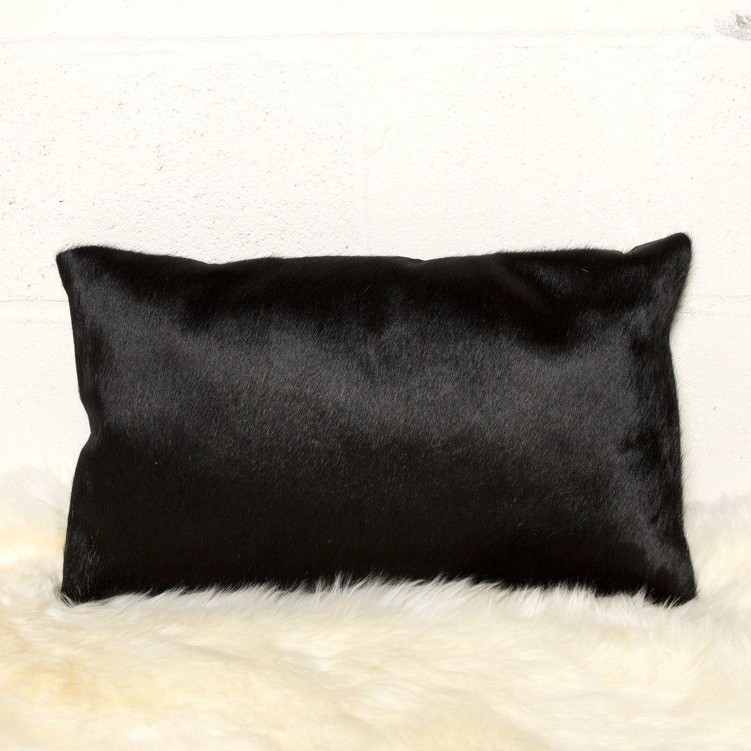 Natural Torino Cowhide Pillow 2-Piece Black 100% Indian Cowhide Image 4