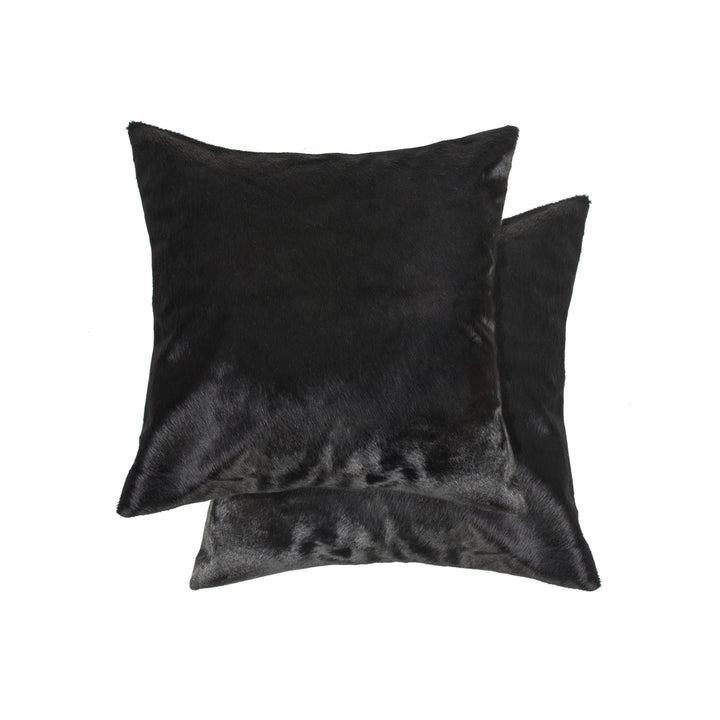 Natural Torino Cowhide Pillow 2-Piece Black 100% Indian Cowhide Image 5