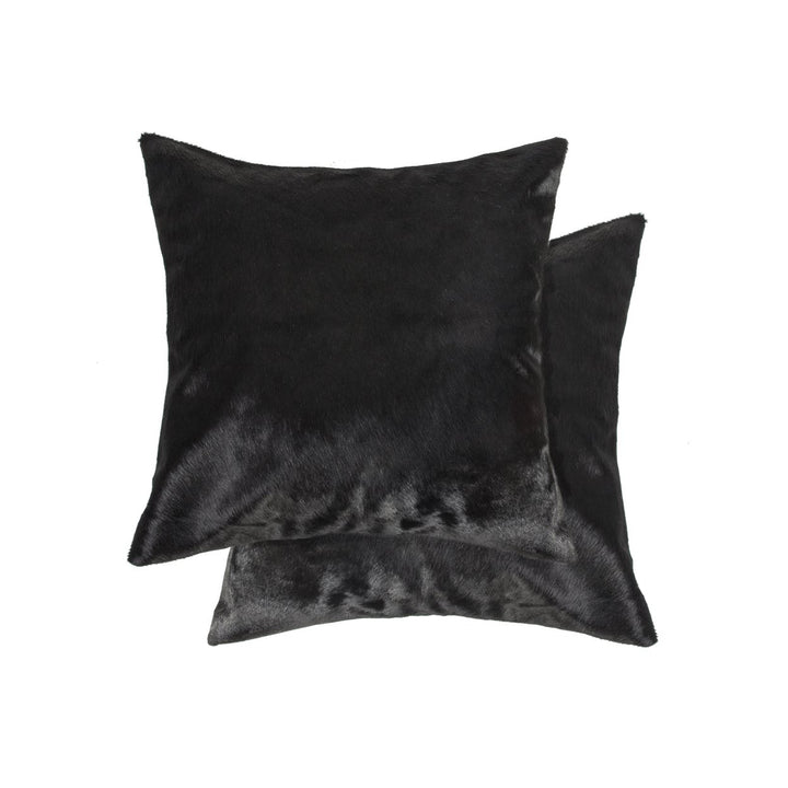 Natural Torino Cowhide Pillow 2-Piece Black 100% Indian Cowhide Image 1