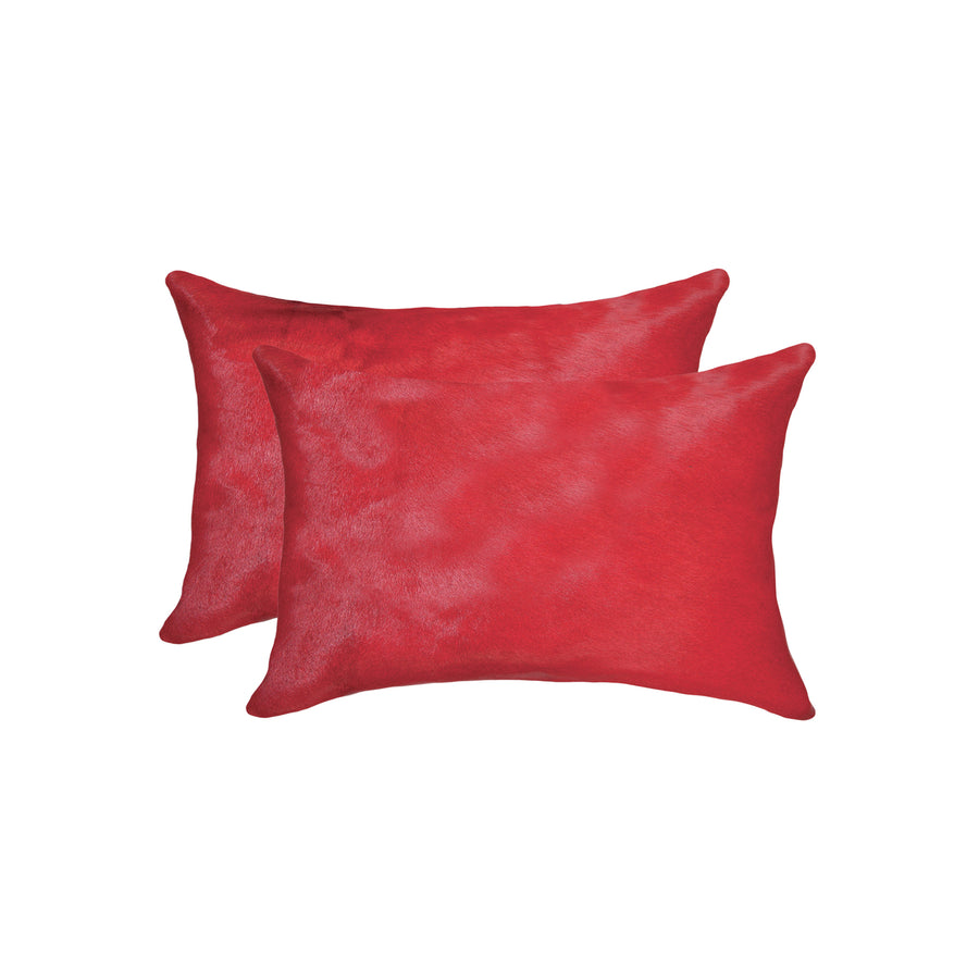 Torino Cowhide Pillow 2-Piece Firecracker 100% Indian Leather Image 1