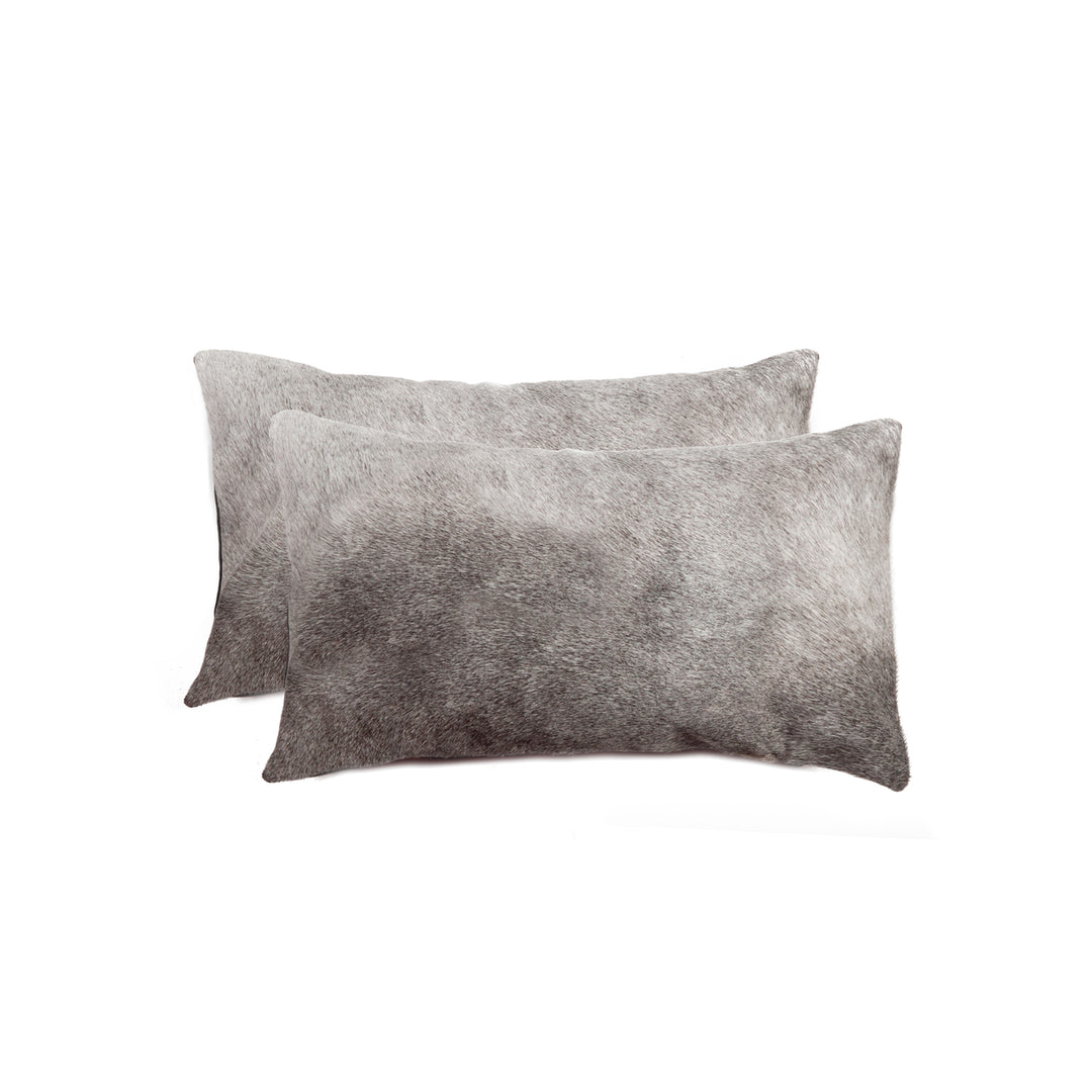 Torino Cowhide Pillow 2-Piece Set Grey 100% Indian Cowhide Decorative Cushion Image 1