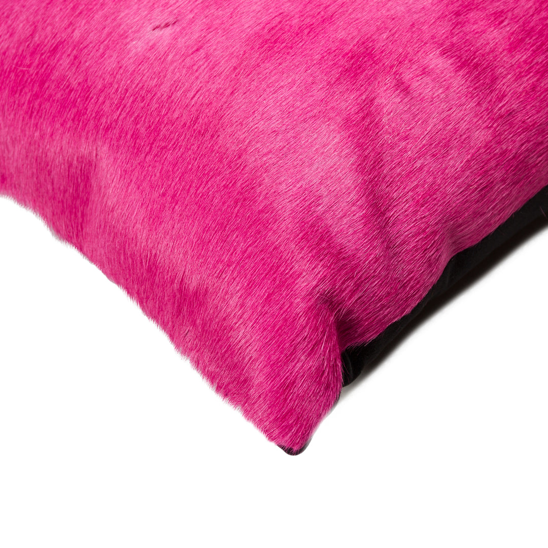 Torino Cowhide Pillow 2-Piece Set Fuchsia 100% Indian Cowhide Decorative 18x18 Image 2