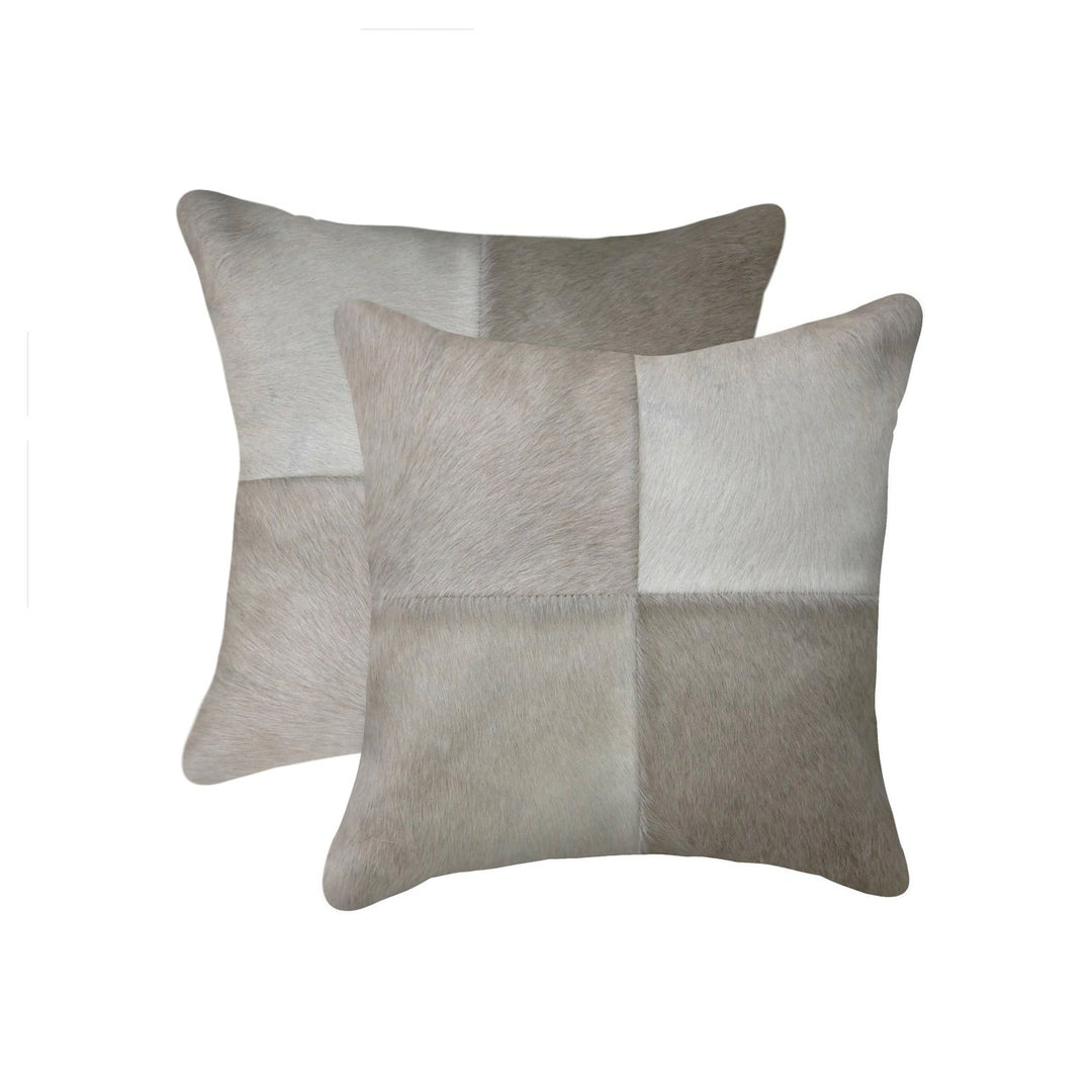 Torino Cowhide Pillow 2-Piece Set 18"x18" 100% Indian Leather Natural Decor Image 1