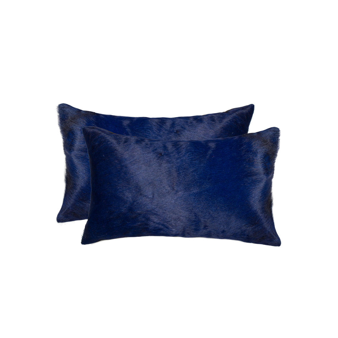 Torino Cowhide Pillow Set 2-Piece Navy 100% Indian Leather Soft Image 1