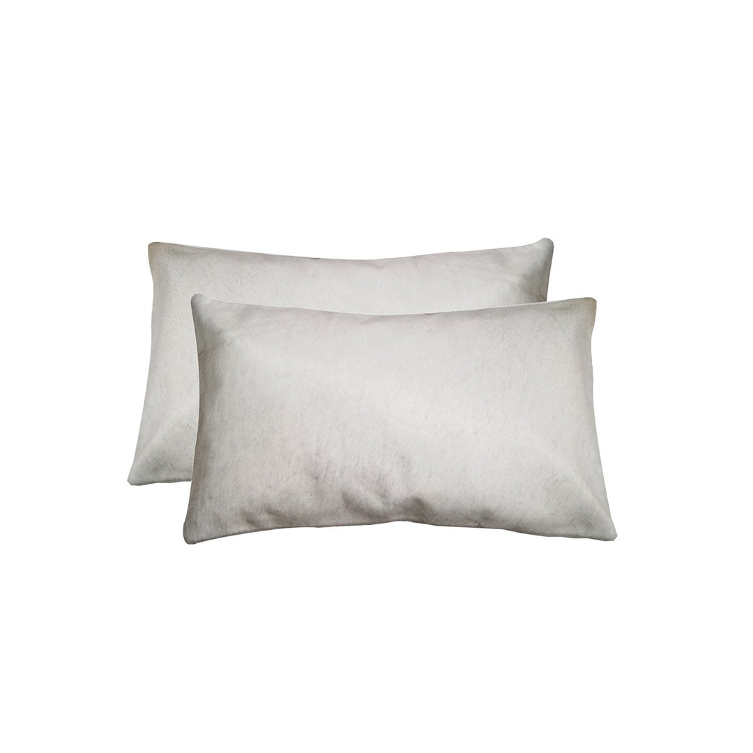 Torino Cowhide Pillow 2-Piece Set Off-White 100% Indian Leather Image 1