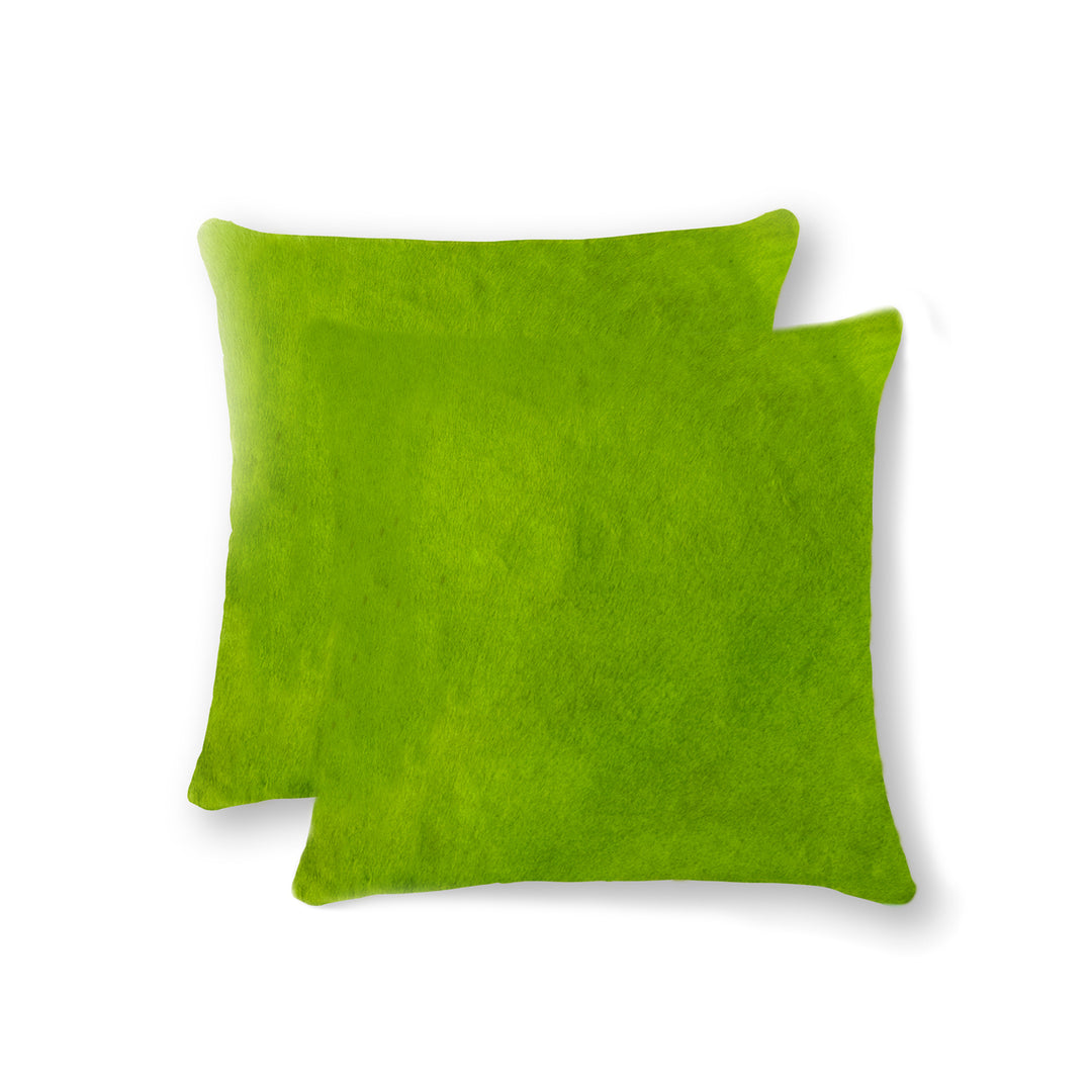 Torino Cowhide Pillow 2-Piece Set Lime 100% Indian Leather Image 3