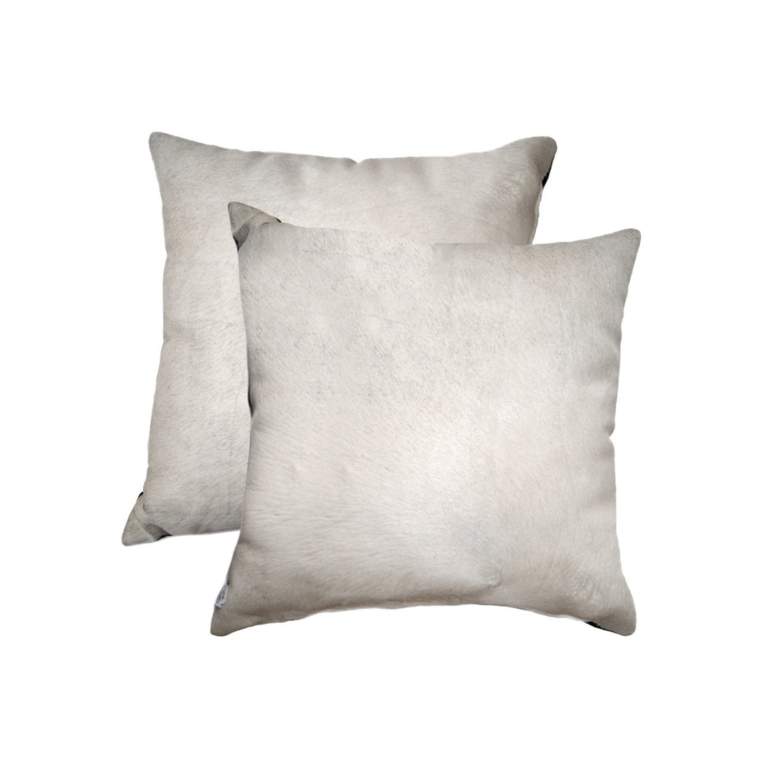 Torino Cowhide Pillow 2-Piece Set Off-White 100% Indian Leather Image 3