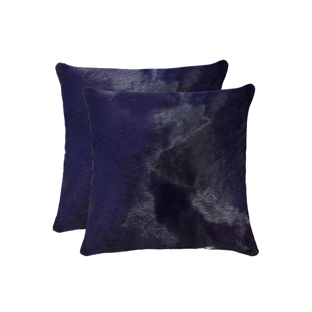 Torino Cowhide Pillow Set 2-Piece Navy 100% Indian Leather Soft Image 3