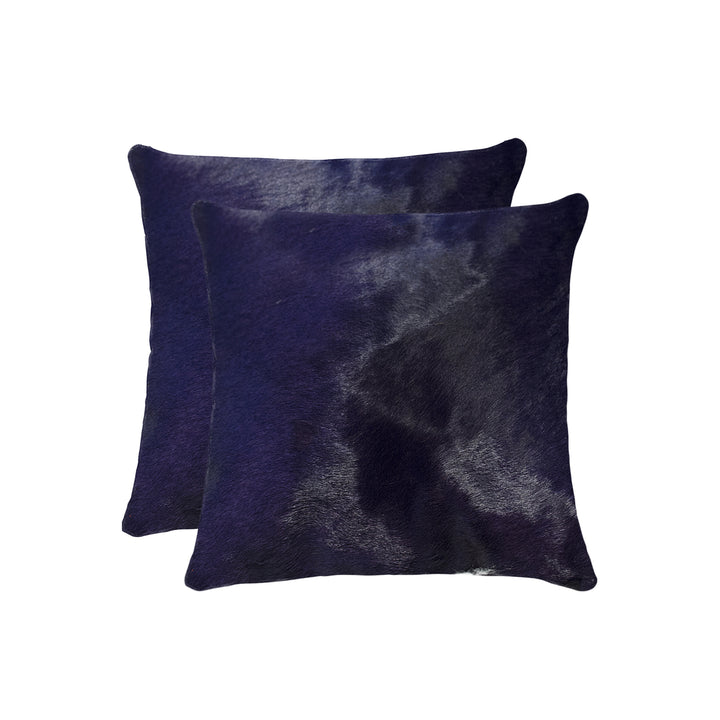 Torino Cowhide Pillow Set 2-Piece Navy 100% Indian Leather Soft Image 3