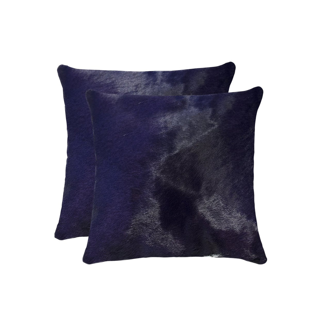 Torino Cowhide Pillow Set 2-Piece Navy 100% Indian Leather Soft Image 1